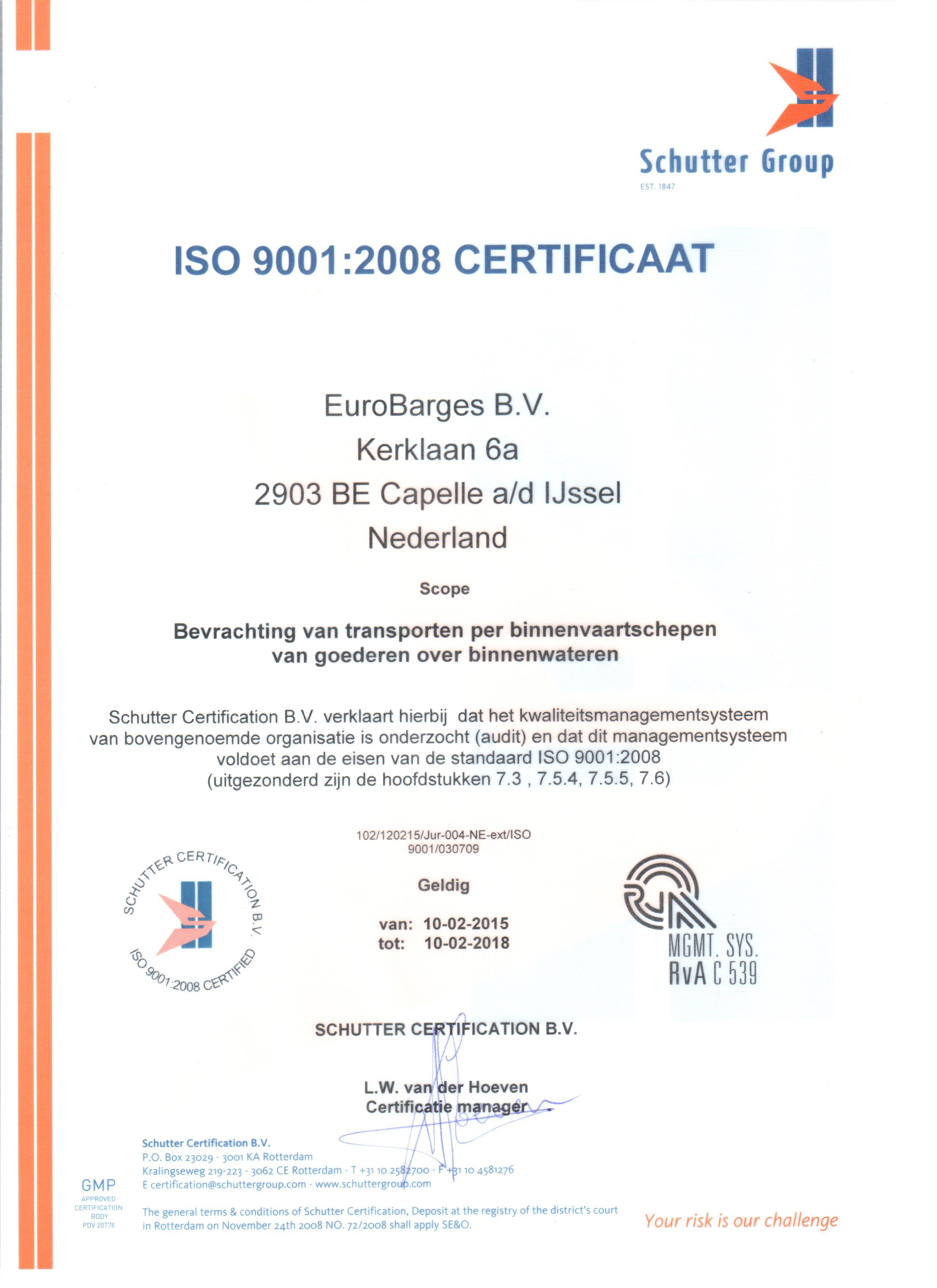 Certificaat Iso Eurobarges Nl